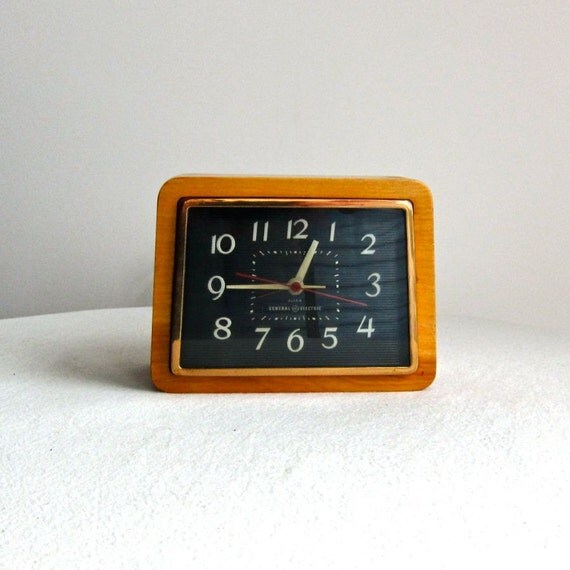 Vintage Wood Alarm Clock by General Electric 1960s