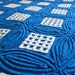 Vintage Chenille Bedspread with Blue and White Ring Pattern