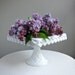 Vintage Milk Glass Square Cake Plate or Stand on Pedestal Foot, circa 1960