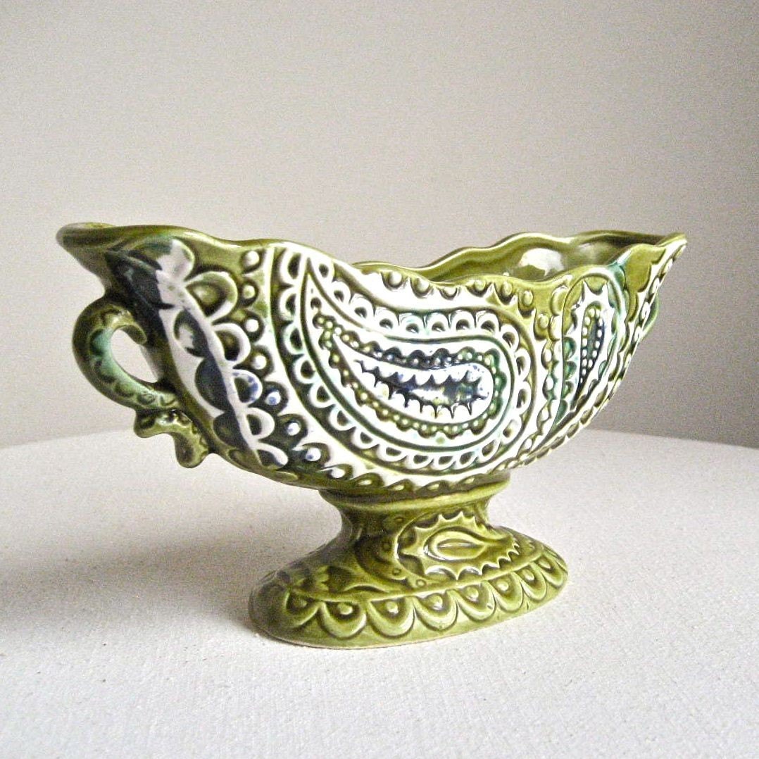 Relpo Pottery Planter Vase with Paisley Design 1970s