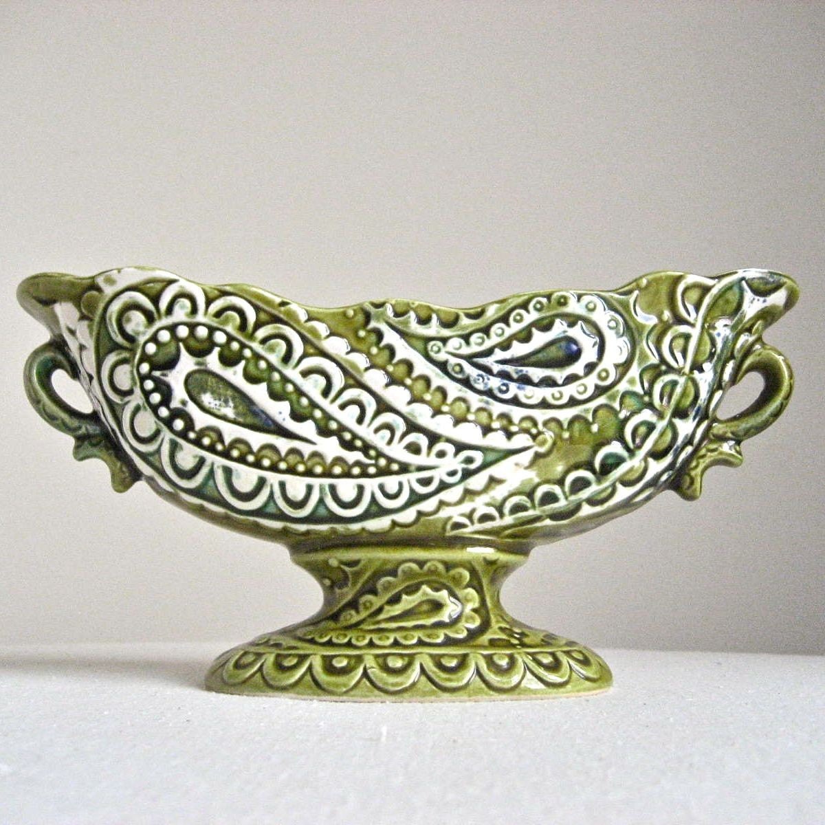 Relpo Pottery Planter Vase with Paisley Design 1970s