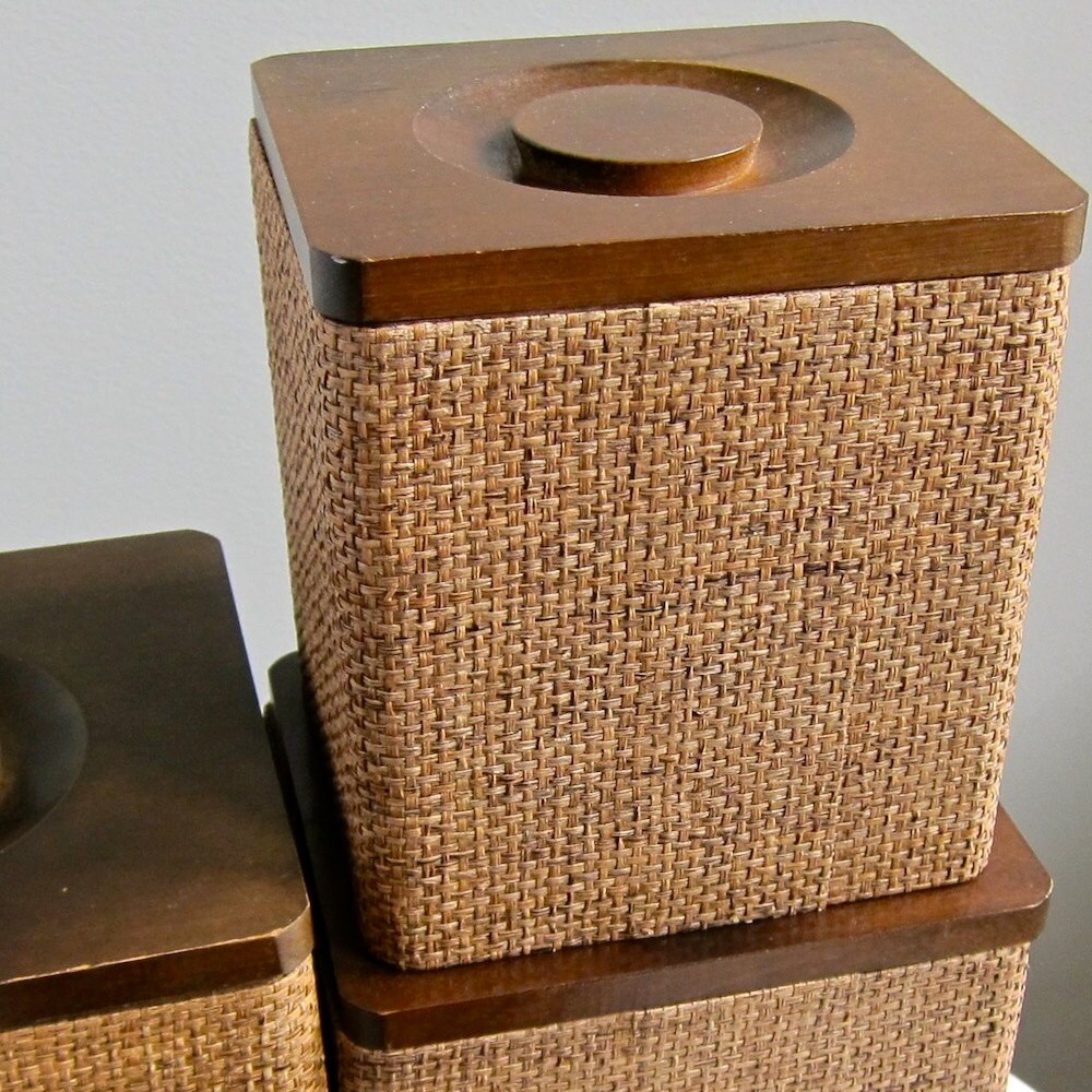 Holmar Grass Cloth Covered Wood Kitchen by BarkingSandsVintage