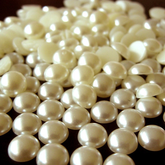 9mm Half Pearl Cabochons / Round Flat Back Faux by MiniatureSweet