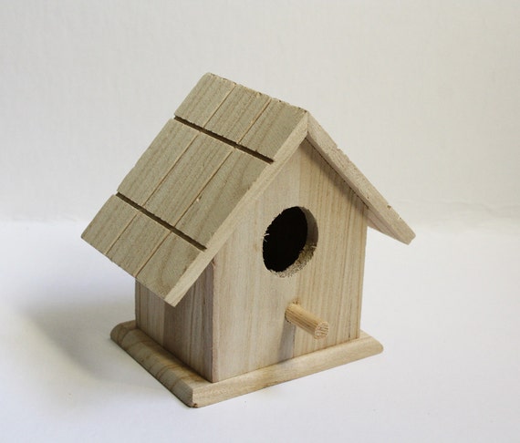 DIY Wooden Bird House Unpainted Wood Birdhouse / Feeder