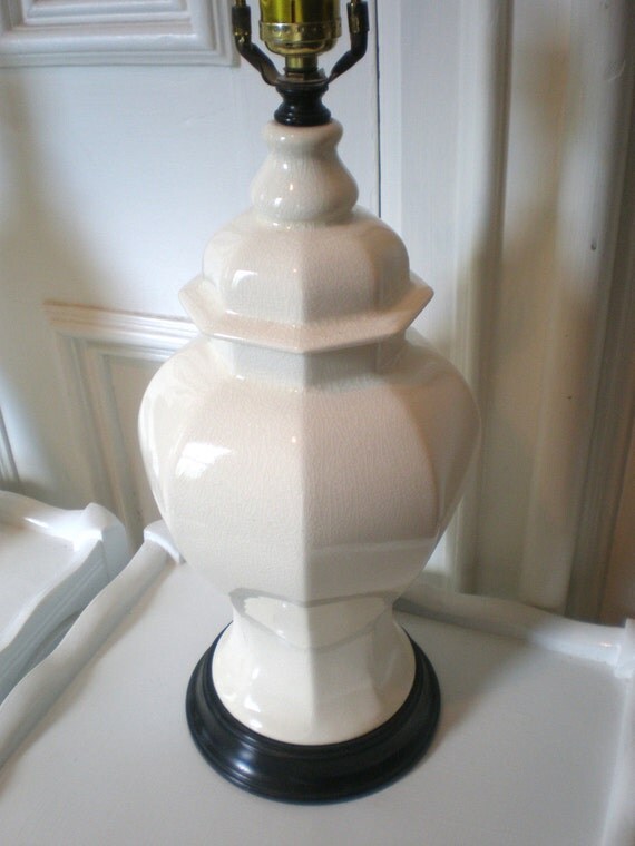 Vintage White Ginger Jar Lamp