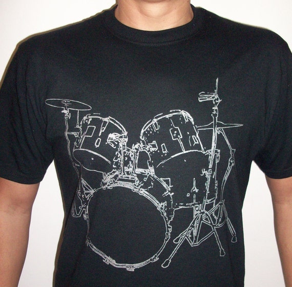 Drums T Shirt Cool Musician T Shirt Screenprinted Drumer Tee