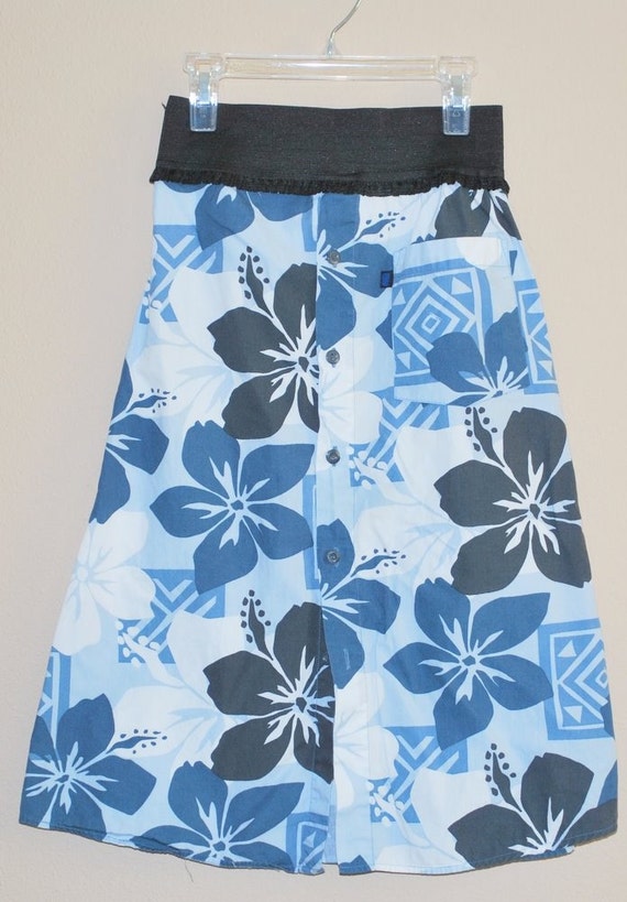 Items similar to Hawiian print men's shirt upcycled skirt on Etsy