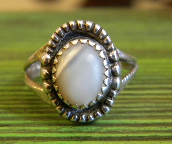 Items similar to Mother of Pearl And Sterling Ring on Etsy