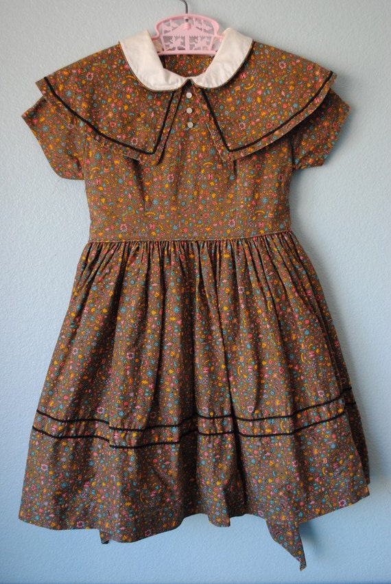 Vintage 1950's Girls Brown Dress By Cinderella