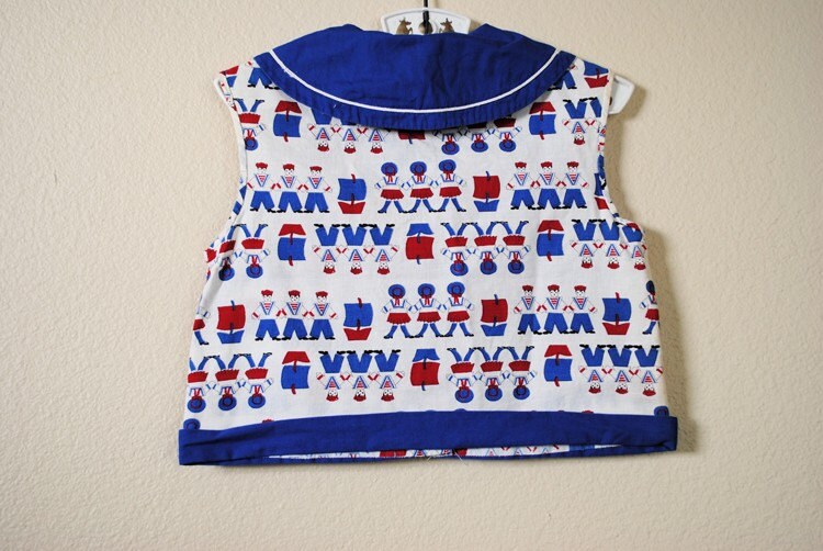 vintage 1960s toddler girl sailor tank blouse