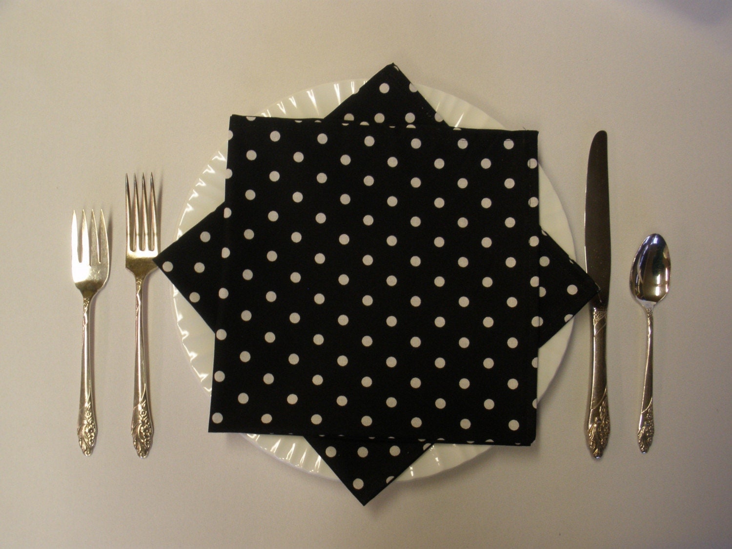 Black and White Polka Dot Cloth Napkins