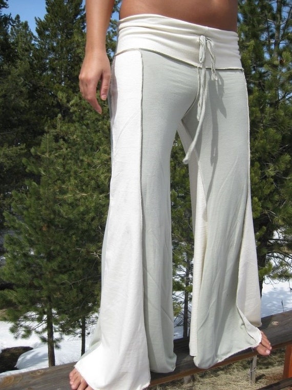 Long Cotton Jersey Yoga Flowy Pants size M/L by aravadesigns