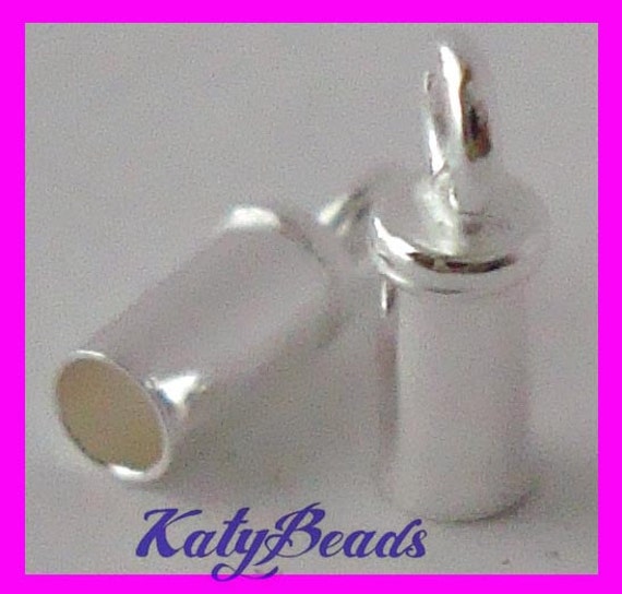 10x 2mm Sterling Silver leather cord end cap tube endcap with