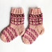 Knitted children socks pink patterned, gifts under 25
