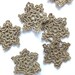 Christmas decorations, handmade holiday ornaments, crocheted snowflakes, linen applique, embellishments /set of 6/