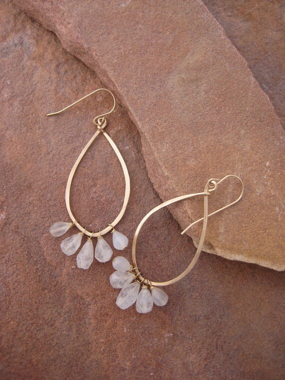 Items similar to Moonstone hoops on Etsy