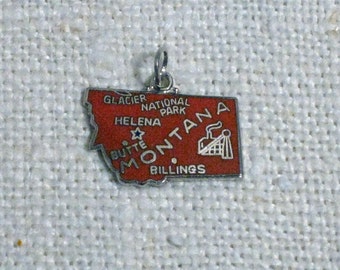 Vintage Enamel Montana State Charm 1960's NEW OLD STOCK