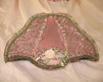 x Victorian Ribbonwork Fan Shape Bed Lamp (FF167)