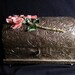 Outstandiing Vintage Embossed Treasure Box with Antique Velvet Millinery flower