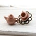 Tea Cup with Tea Pot Brooch - Peach