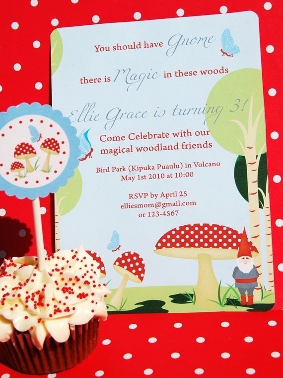 Woodland Magic, Gnomes and Toadstools - EDITABLE Printable Invitation Il_570xn