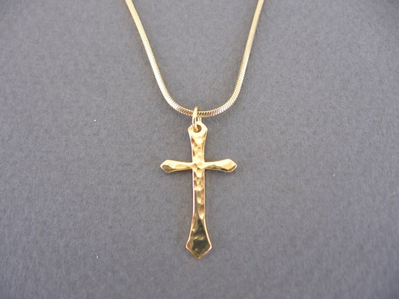 hammered gold cross necklace.