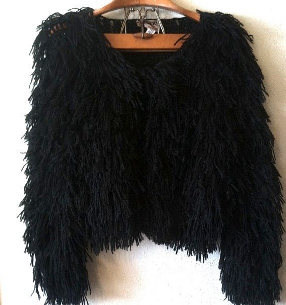 Items similar to Knitted Vintage Fuzzy Raver Jacket on Etsy