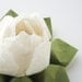 Origami Lotus Flower Decoration or Favor made from Japanese Paper with rice straw and moss green leaves