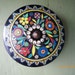 Vintage Art Deco Multicolor Floral Tin. Knob Lid. Made in England.