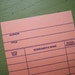 50 Salmon Pink Library Date Due Checkout Cards. Double Sided.