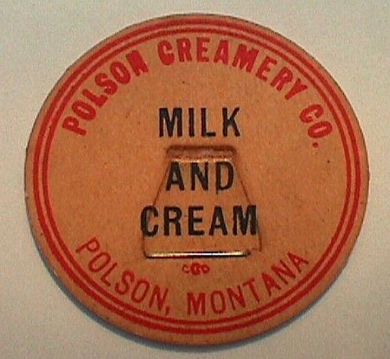 Antique MILK BOTTLE Cap POLSON Creamery Co Milk and Cream