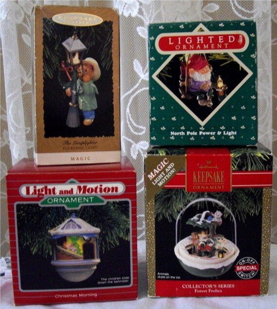 Four 4 Vintage HALLMARK Light and Motion Christmas