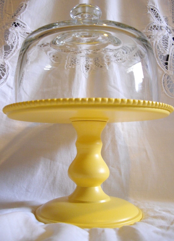 Medium Yellow FRENCH COTTAGE Chic Domed Cupcake Dessert Stand