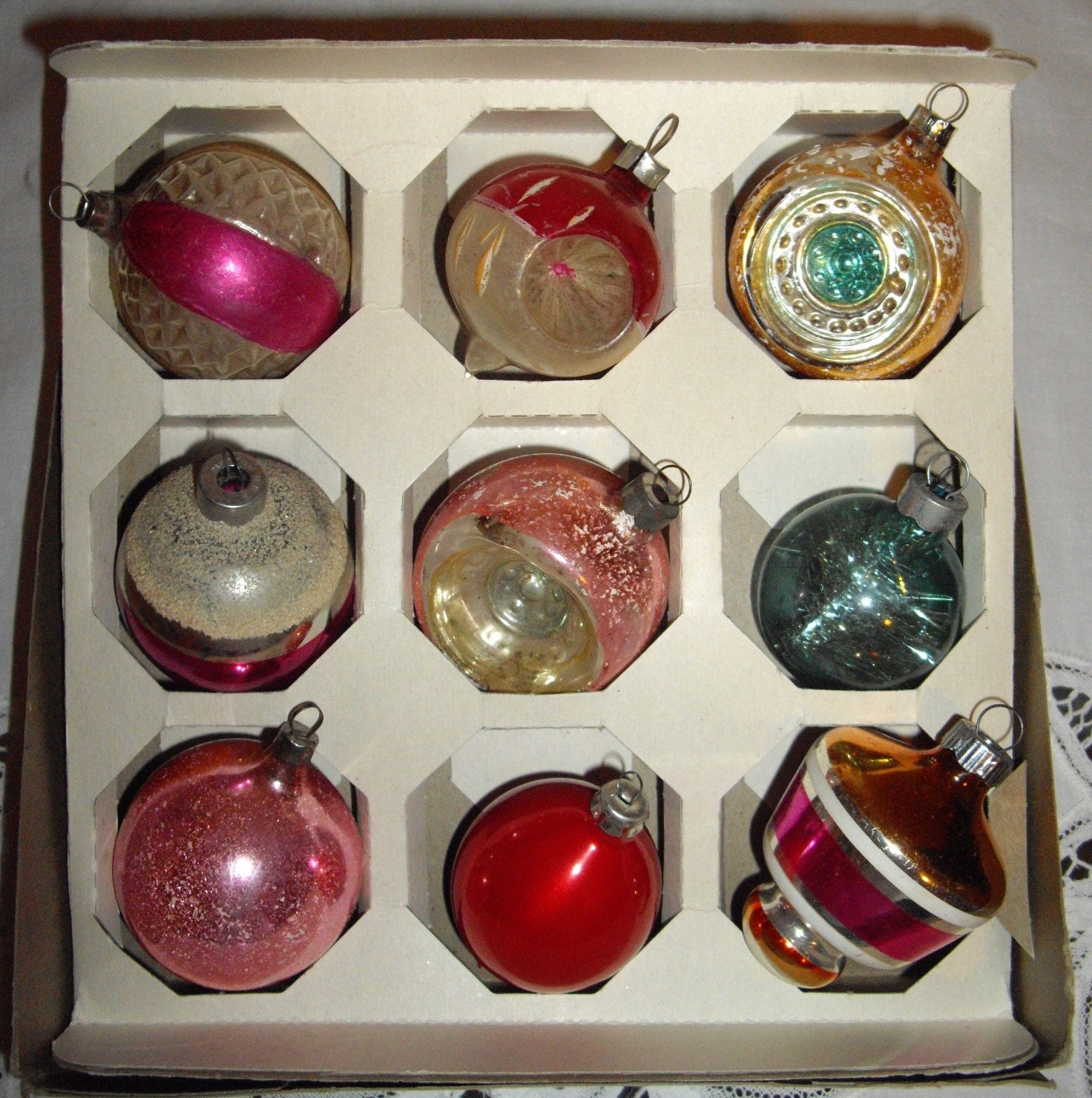 VINTAGE /ANTIQUE MERCURY GLASS CHRISTMAS ORNAMENTS