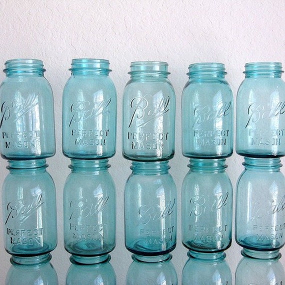 15 Vintage Blue Mason Jars Lot By Hammermann On Etsy   Il 570xN.156861082 