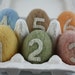 Needle Felted Eggs with numbers, Made to order
