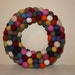 Felt balls wreath small size table top candle holder natural wool home decor