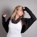Black Shrug Cardigan-Long Sleeved Jersey Shrug in Charcoal Black- Oversized Bolero Shrug by MoonHalo