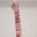 Extra Long Fingerless Gloves in Soft Dusky Pink- Angora Jersey Fingerless Arm Warmers- Fingerless Mitts Extra Long- Pink Mittens