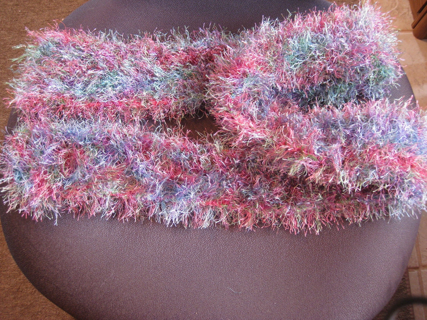 Scarf Made With Eyelash Yarn 57 inches Hand Knitted