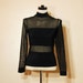 Sheer Black Blouse Bandage Goth Bodycon Dominatrix Medium Large 80s Vintage