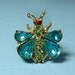 Vintage Sky Blue Rhinestone Butterfly Brooch