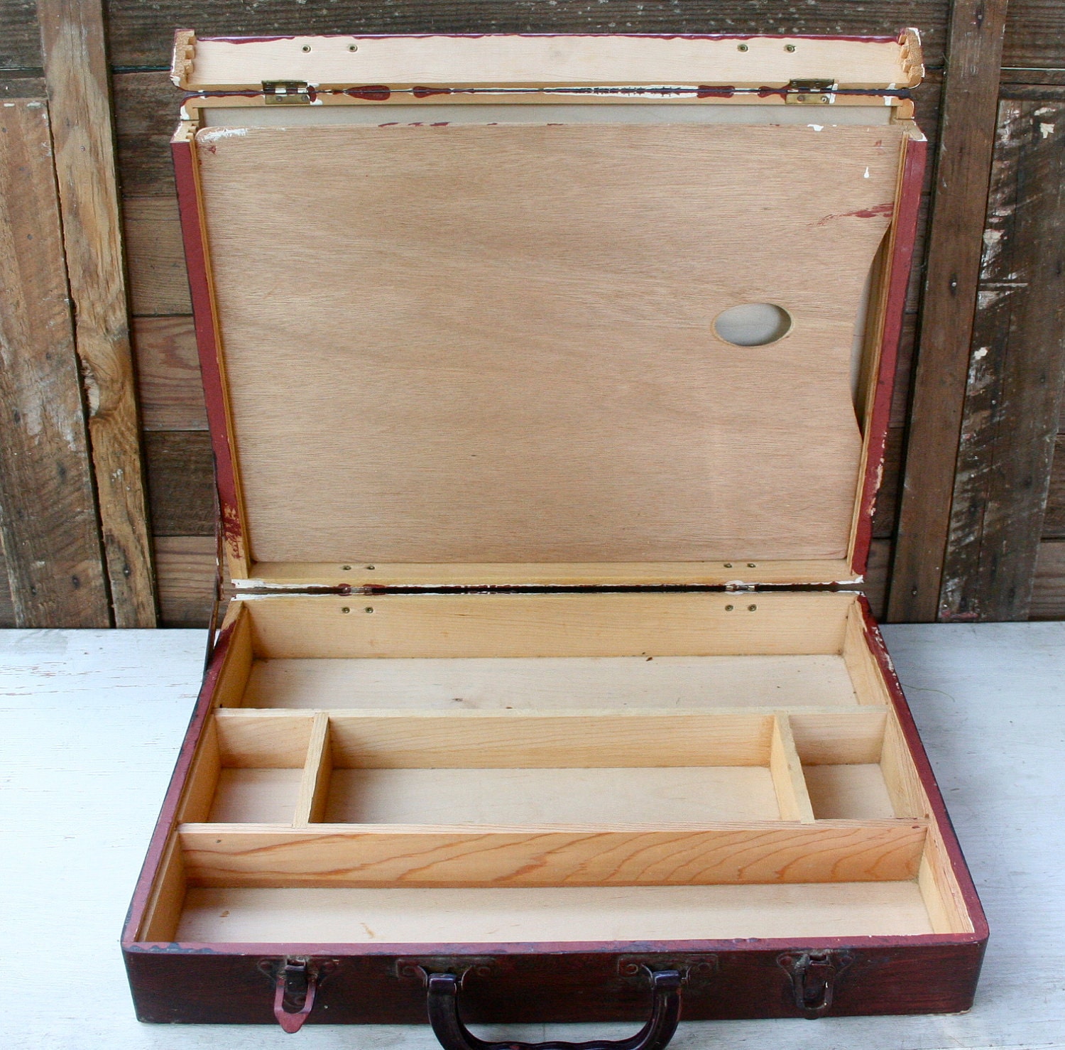 Vintage Artist Wood Supply Briefcase With Pullout Wood