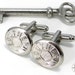 Railroad Cufflinks Soldered Antique - Southern Railway Uniform Button Vintage Upcycled Mens Cuff Links by Compass Rose Design