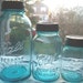 3 Vintage Blue Ball Mason Graduated Fruit Jars Great for Centerpieces and Lanterns