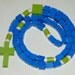 Blue and Green Catholic Rosary Made With LEGO Bricks