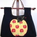 Teacher Tote Bag Felted Wool Retro Apple Applique' Tooled Leather Handle Free U.S. Shipping