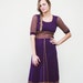 Free Shipping. 1960s vintage bohemian princess purple gold knit maxi dress (xs-small)