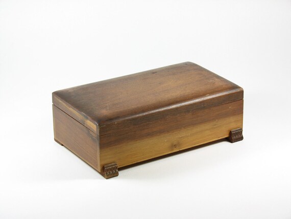 Vintage Wood Jewelry Box with Hinged Lid by BridgewoodPlace