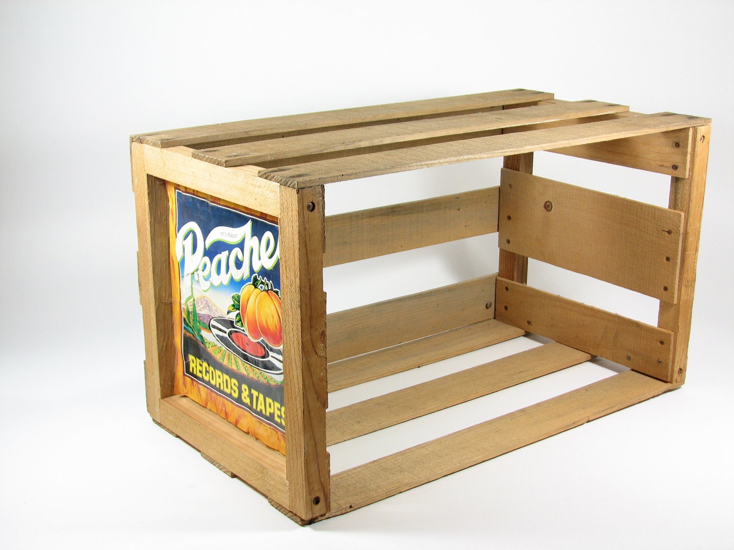 Vintage Wood Crate Peaches Records & Tapes